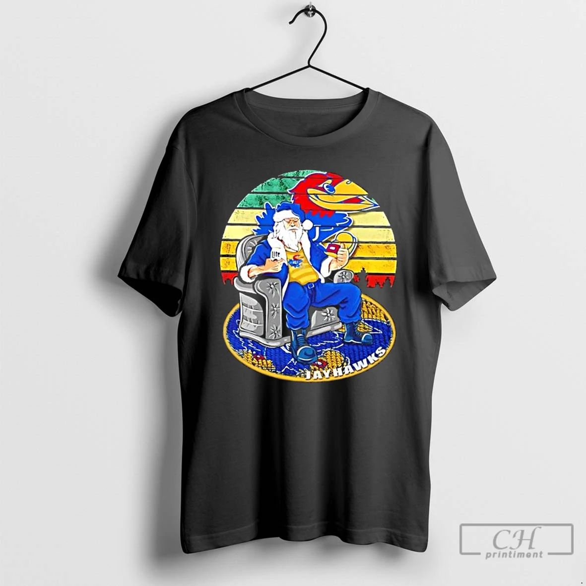 Premium Kansas Jayhawks X Santa Claus Christmas Vintage T Shirts