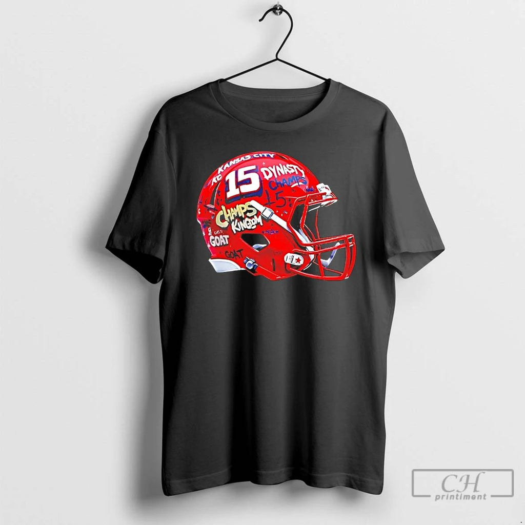 Classic Patrick Mahomes Graffiti Helmet Kansas City Chiefs T Shirts