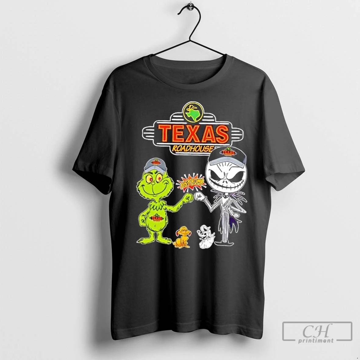 Classic Texas Roadhouse X Grinch And Jack Skellington Fist Bump Uniwilling Friends