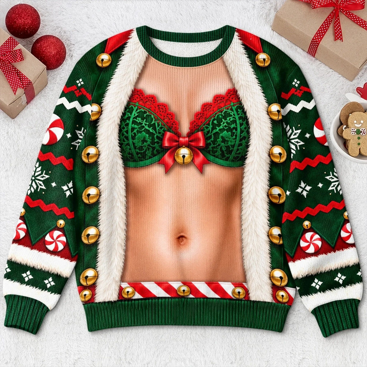 Custom His and Hers Holiday Outfit Christmas Gifts for Couples - Personalized Ugly Sweatshirt
