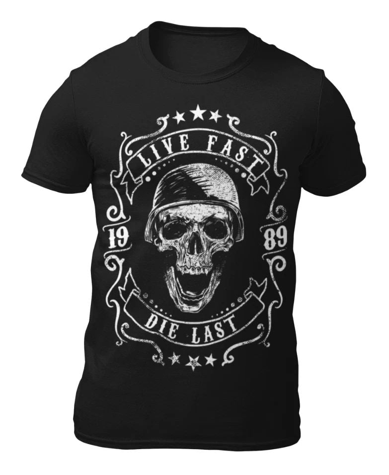 Live Fast Die Last 1989 - Motivational Quote Men's T-Shirt - Women's T-Shirt
