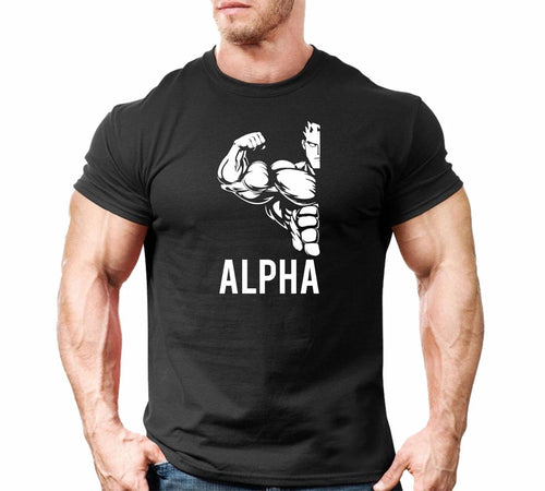 Alpha T Shirt Gym Motivation Training Workout Boxing MMA Gymwear Top White