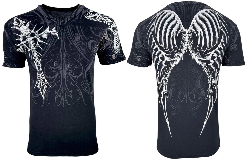 Rebel Saint by Affliction Men's T-Shirt Fracture Biker Cross Tattoo S-5XL