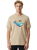 Crowned-Whale-1 Mens Graphic Tee, 100% Cotton, Casual Summer Wear