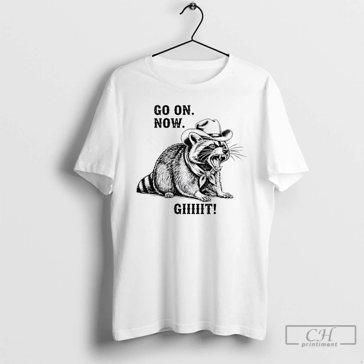 Classic Vintage Cowboy Raccoon Go On Now Git T Shirts