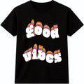 Good Vibes T Shirt Retro Rainbow Typography Graphic Tee Positive Aesthetic Top