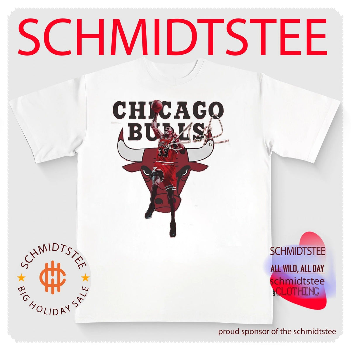 Scottie Pippen Chicago Bulls portrait signature shirt