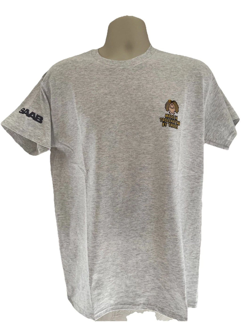 SAAB 'Made in Trollhattan' Crew Neck TShirt Ash Grey Heavy Cotton Blend