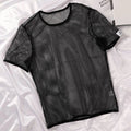 Mesh See Through Men TShirt Fishnet Short Sleeve Clubwear Undershirt Tee