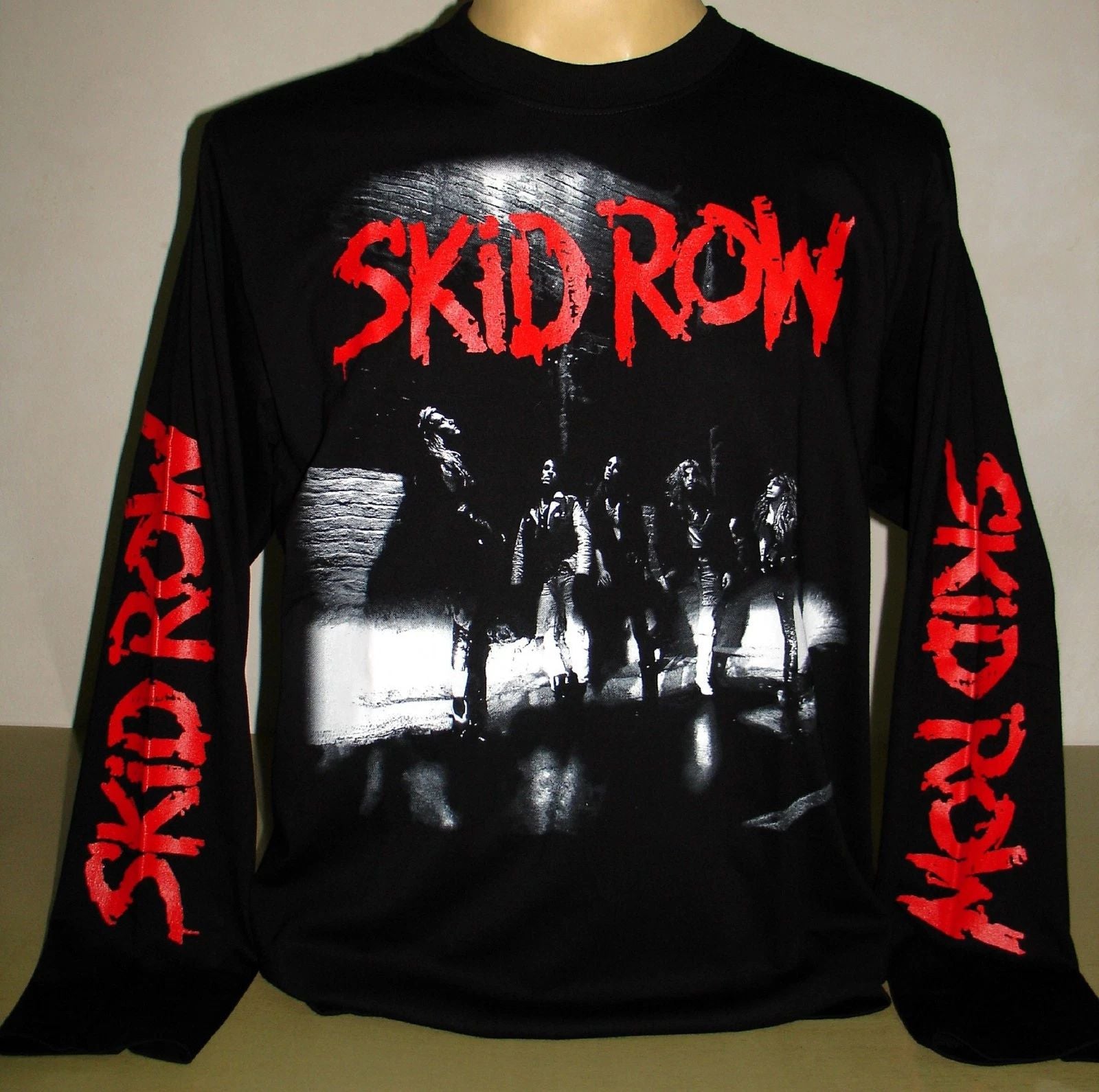 Skid Row First Album Long Sleeve T-Shirt Size S M L XL 2XL 3XL Metal Rock Band