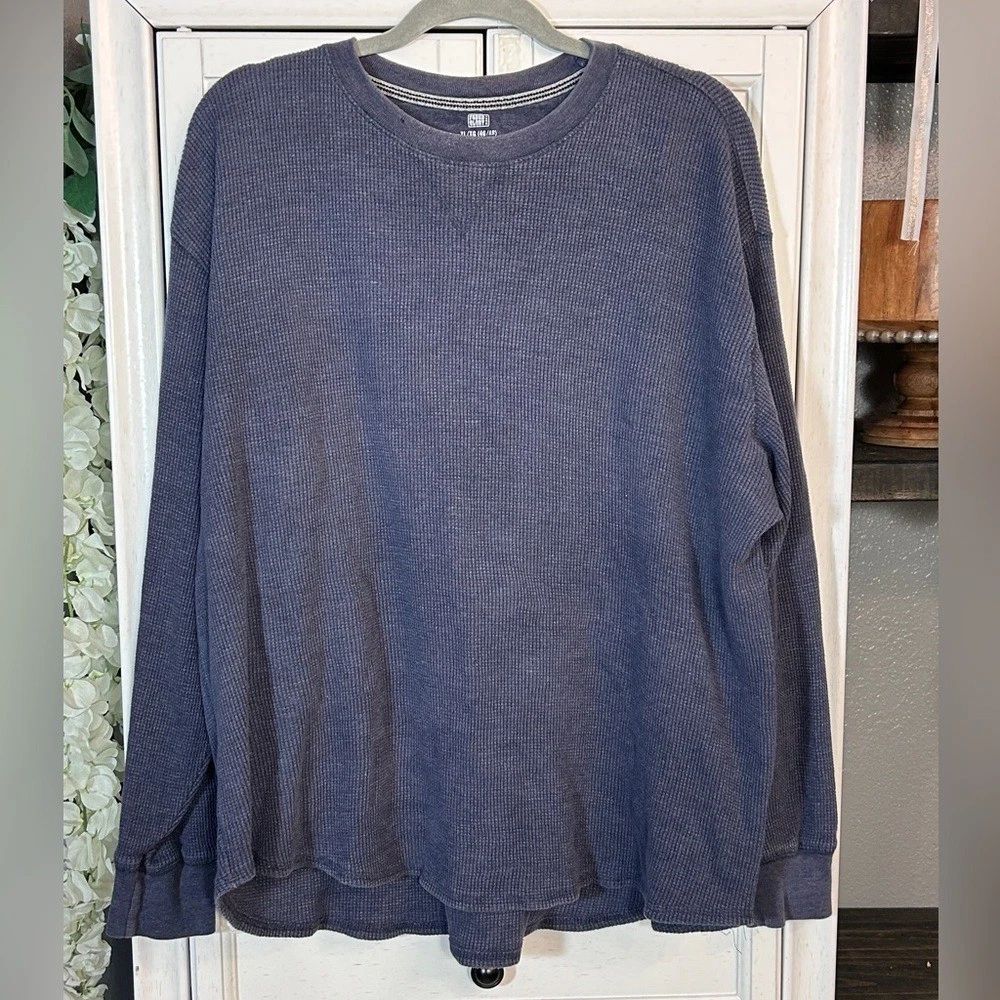 Vintage Navy Thermal Long sleeve XLarge Stretchy Cabincore Fall Winter