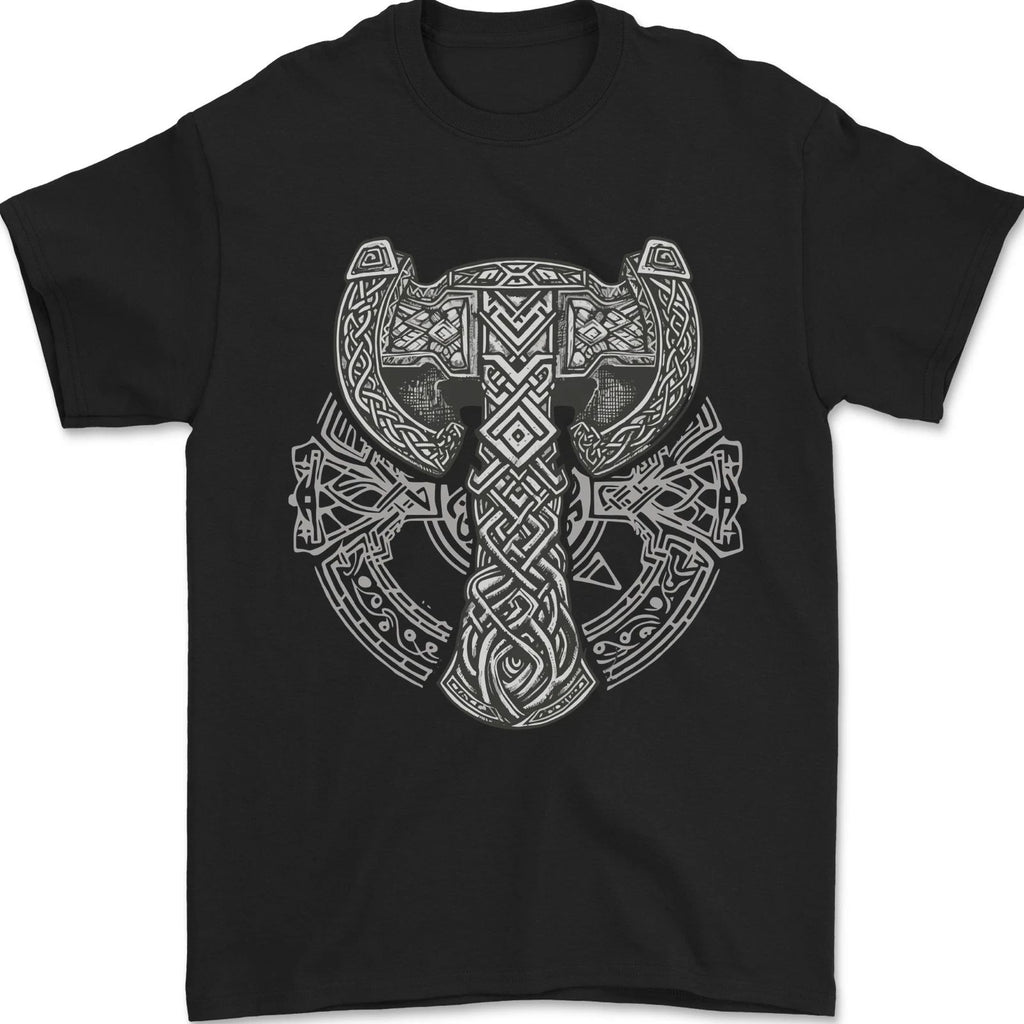 Thor Hammer Viking Symbols Odin Valhalla Mens T-Shirt 100% Cotton