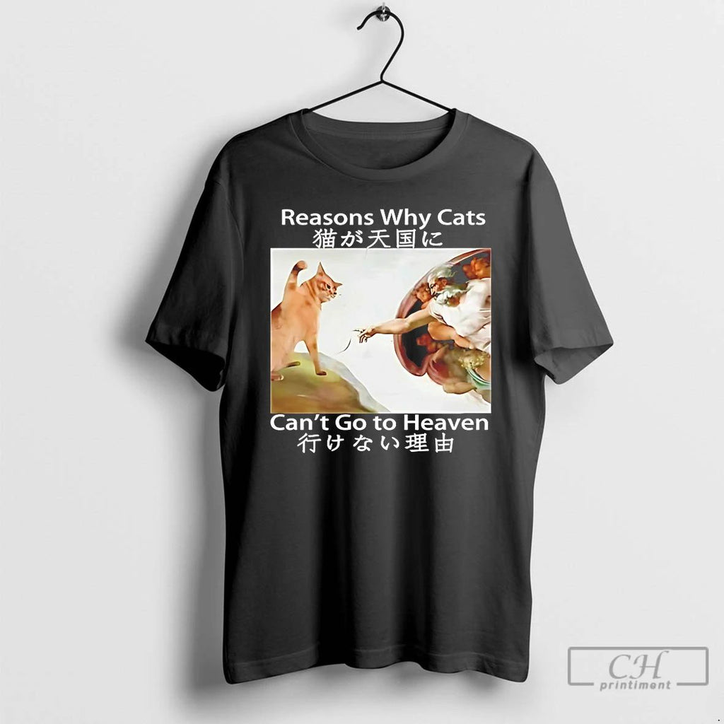 Classic The Creation Of Adam Reasons Why Cats Cant Go To Heaven Meme T Shirts