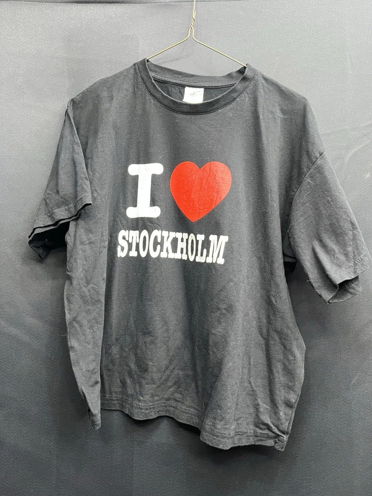 B&C Collection  I Love Stockholm Men's Black Graphic T-Shirt L