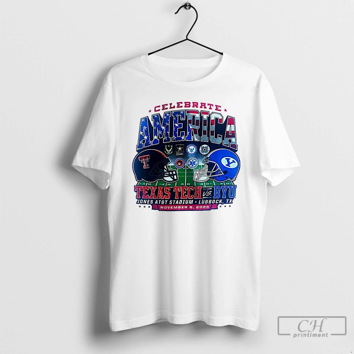 Premium Texas Tech Red Raiders Vs Byu Cougars Ncaa 2025 Celebrate America Helmet T Shirts