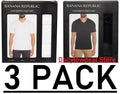 3-Pack Banana Republic Men's V-Neck Tee, Cotton Stretch Tagless BLACK OR WHITE