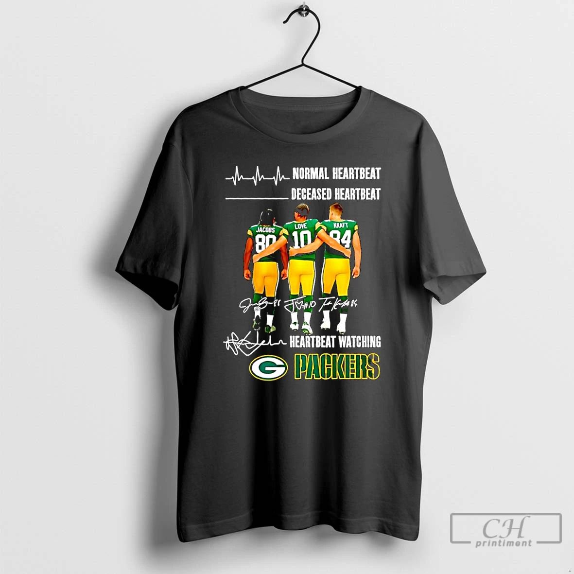 Classic Green Bay Packers Players Normal Heartbeat Deceased Heartbeat Heartbeat Watching Packers Signatures T Shirts