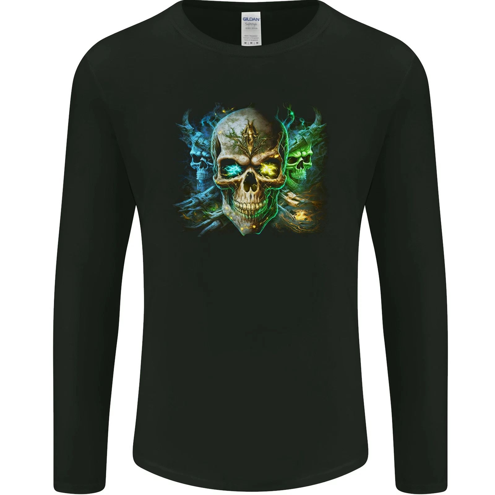 Three Demon Skulls Mens Long Sleeve T-Shirt