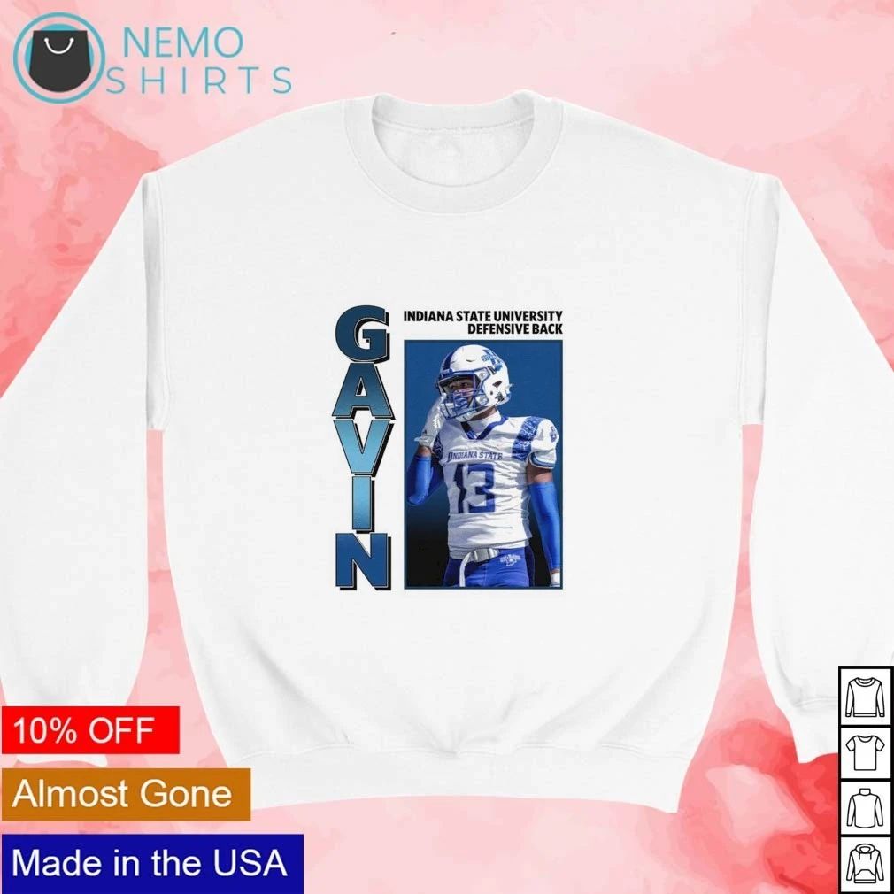 Gavin Retro Indiana State University Sycamores No 13 Defensive Back shirt