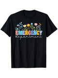 New Retro Boho Floral Emergency Department Nurse T-Shirt - Unisex Adult,Short S