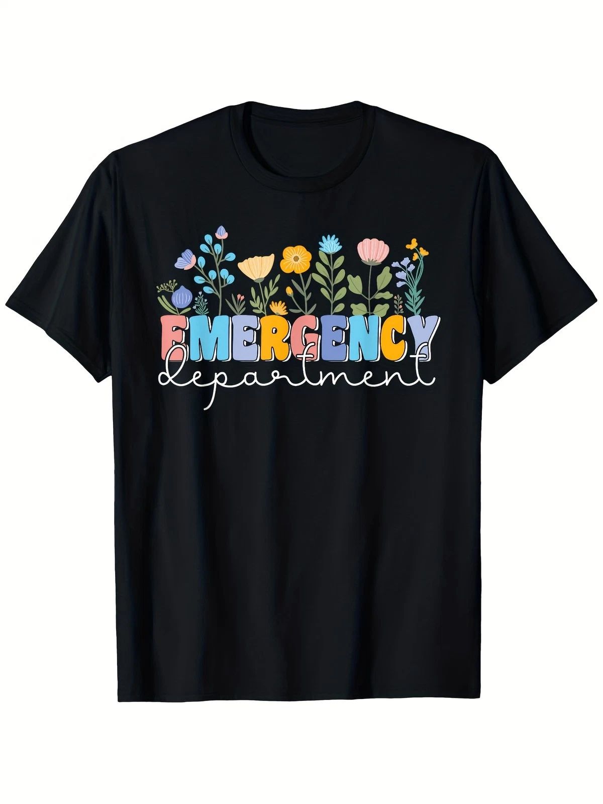 New Retro Boho Floral Emergency Department Nurse T-Shirt - Unisex Adult,Short S