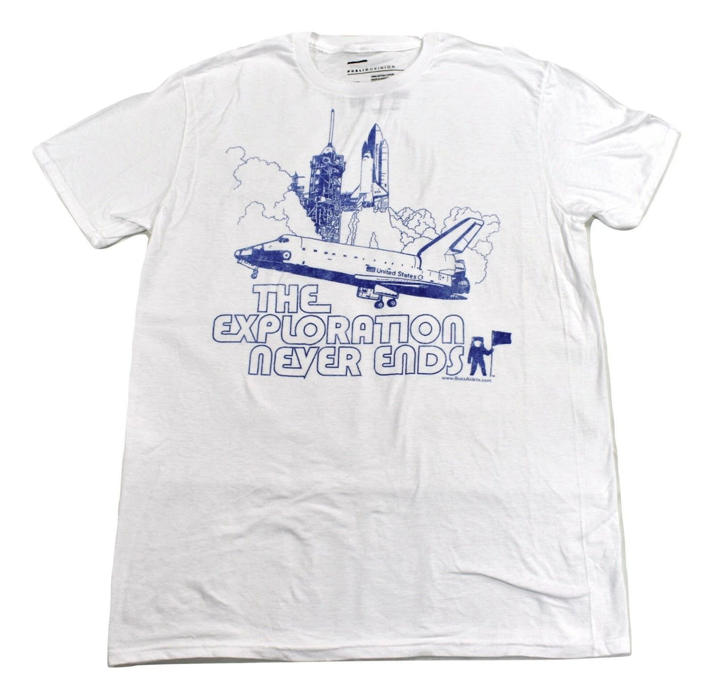 Public Opinion Mens The Exploration Never Ends Space Shuttle Shirt New L
