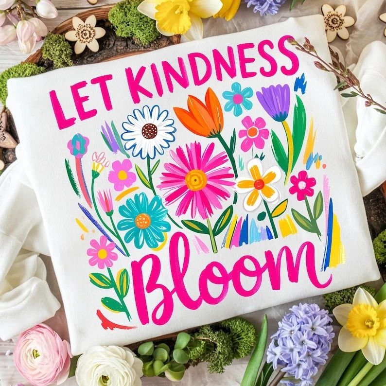 Let Kindness Bloom Boho Floral T-Shirt Kindness Gift Tee