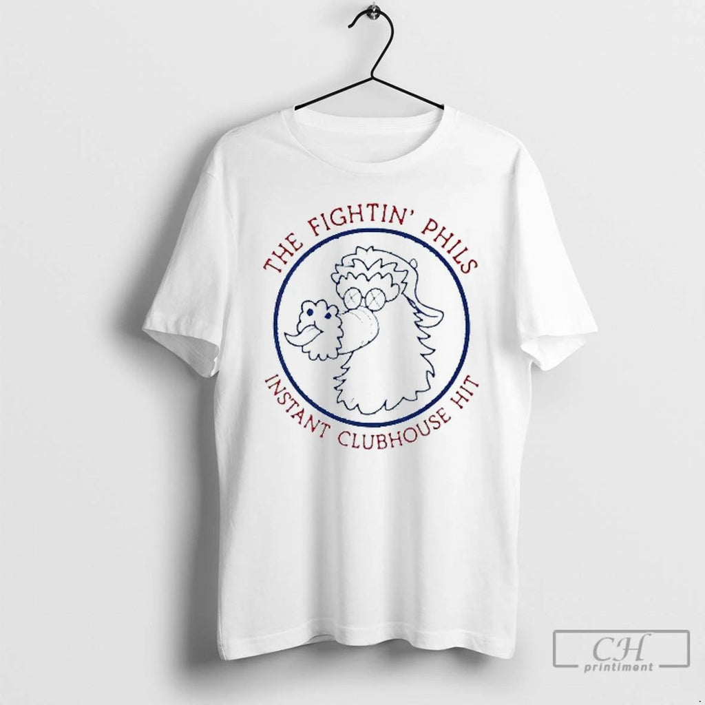 Classic The Fightin Phils Instant Clubhouse Hit Philadelphia Phillies Phanatic Mens White Tee T Shirts