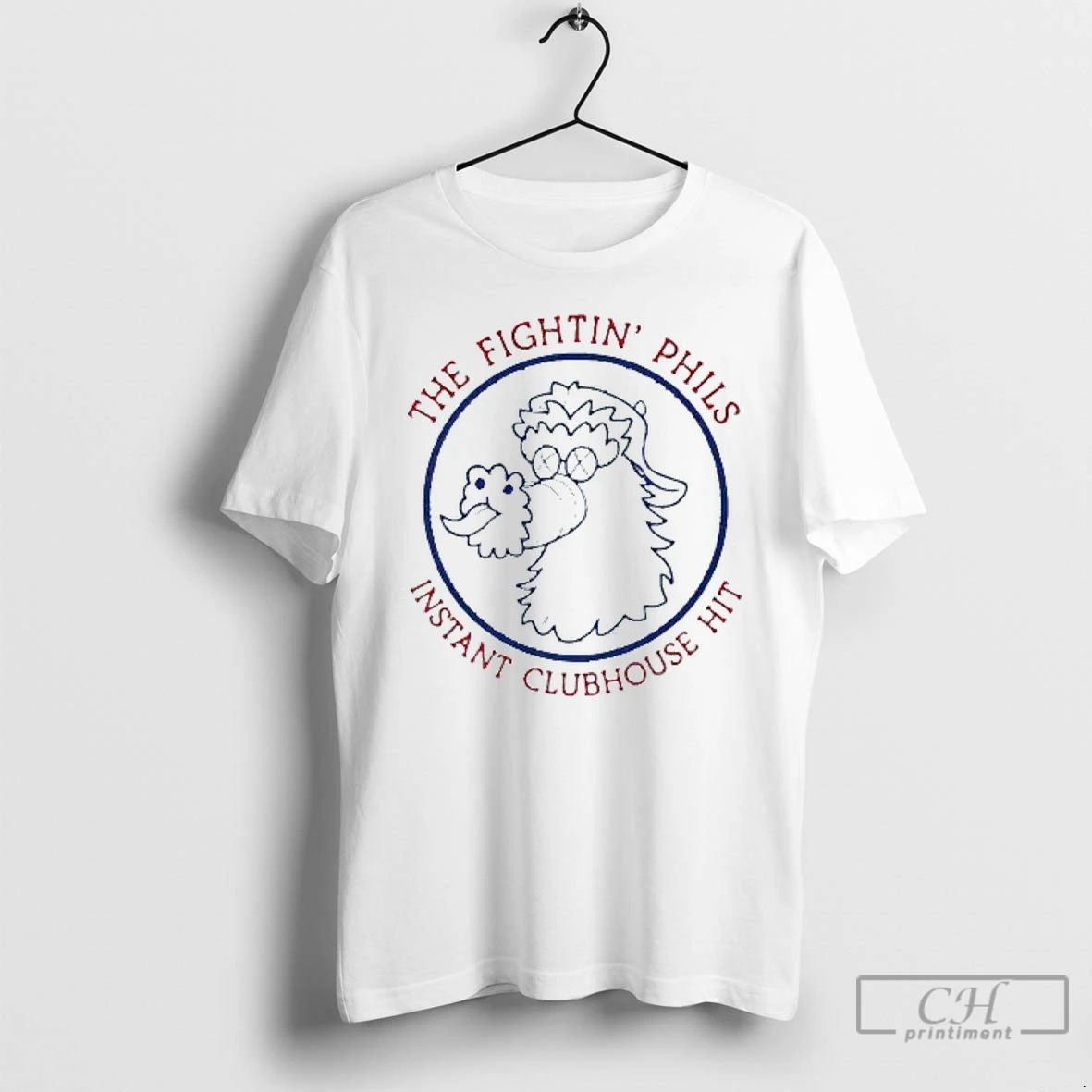 Classic The Fightin Phils Instant Clubhouse Hit Philadelphia Phillies Phanatic Mens White Tee T Shirts