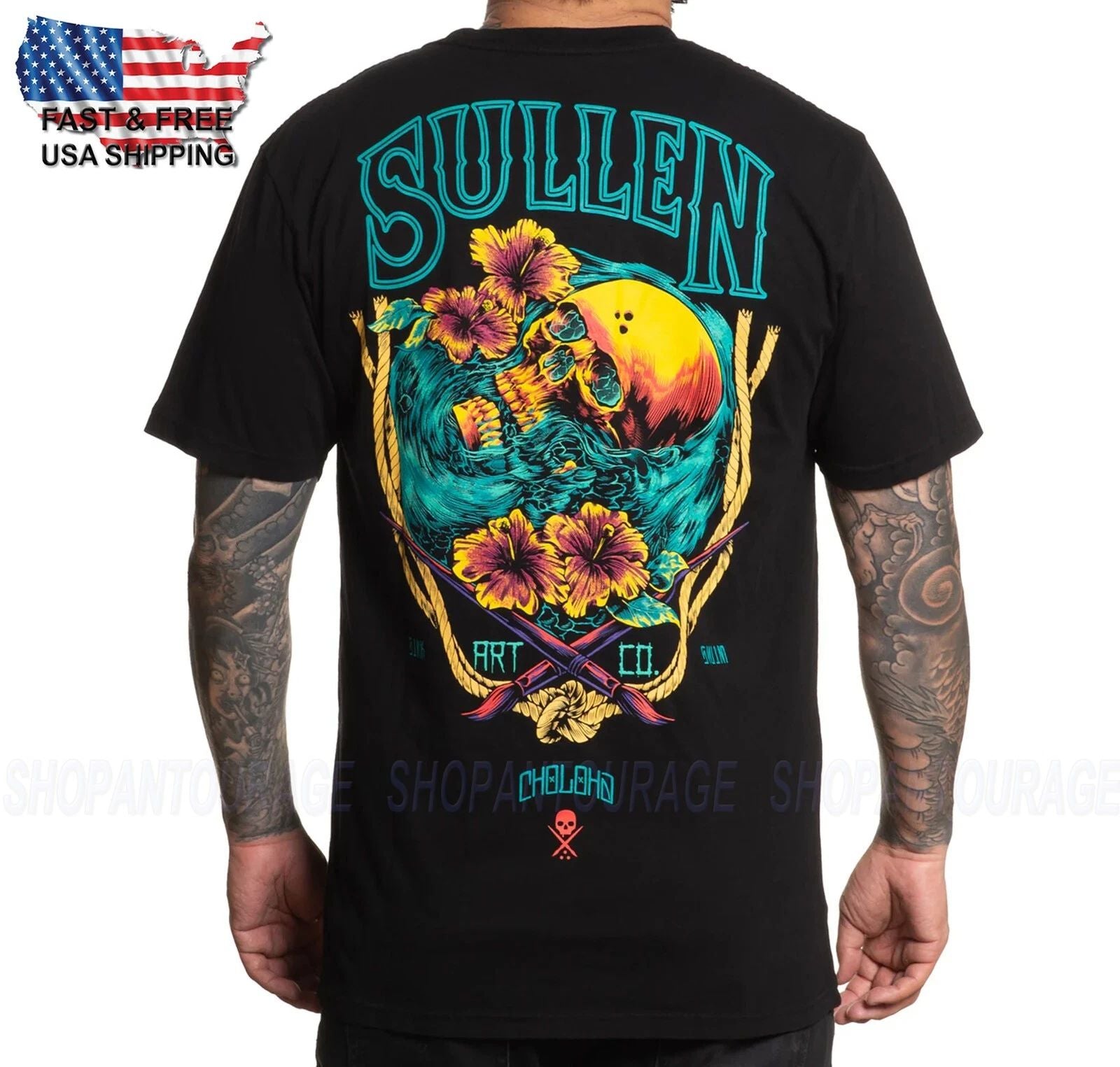 Sullen Art Collective Sinking Skull Premium SCM6607 Short Sleeve T-shirt For Men