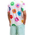Mens Casual Short Sleeve T Shirt with Colorful Floral Prints for Daily Wear