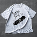skateboard cat Y2K shirt 90s aesthetic vintage kitten Y2K t-shirt, rockstar gf