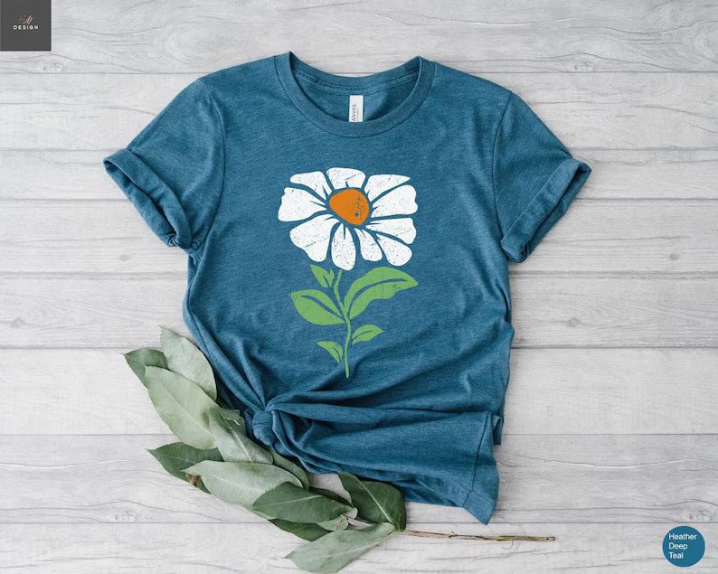 Boho Daisy Flower Botanical Comfort Tee Shirt Nature Lover Gift Top