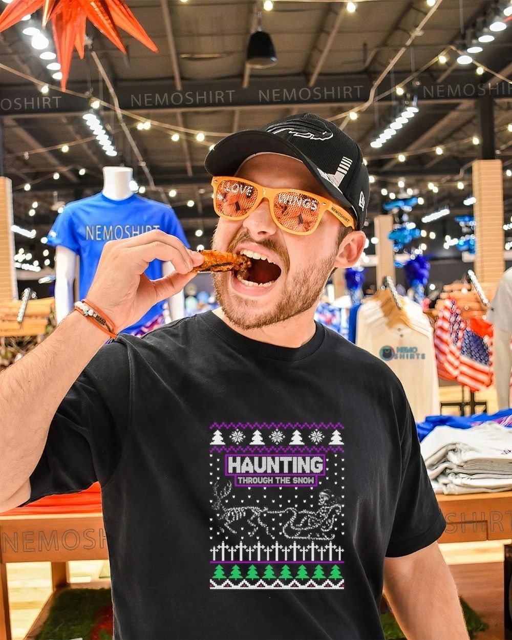 Haunting Through the Snow Scary Halloween Ugly Christmas shirt