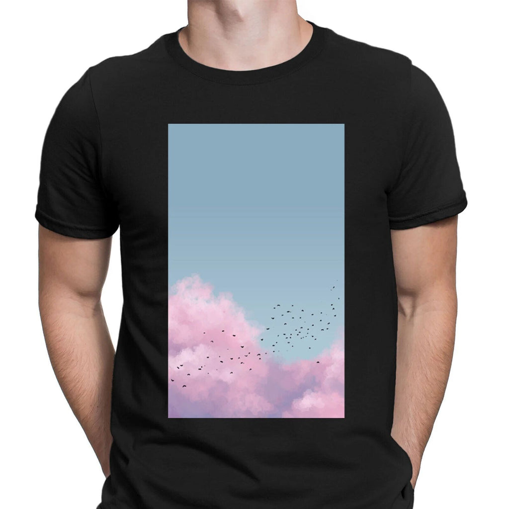 Soft Pink Clouds Aesthetic Relaxing Colorful Weather Mens T-Shirts Tee Top #NED