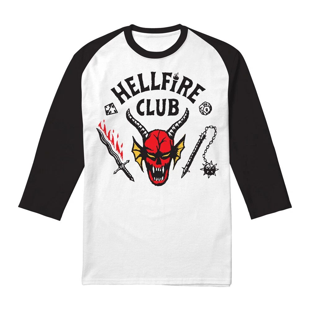 Strangers Things Hellfire Club Unisex T Shirt S-2XL, White/Black