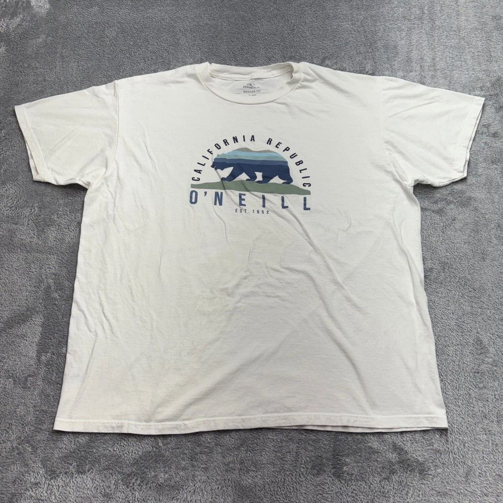 O'Neill Graphic T-Shirt Men XL White Good California Republic Bear Modern Fit