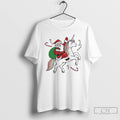 Classic Santa Riding Unicorn Candy Joy Christmas White T Shirts
