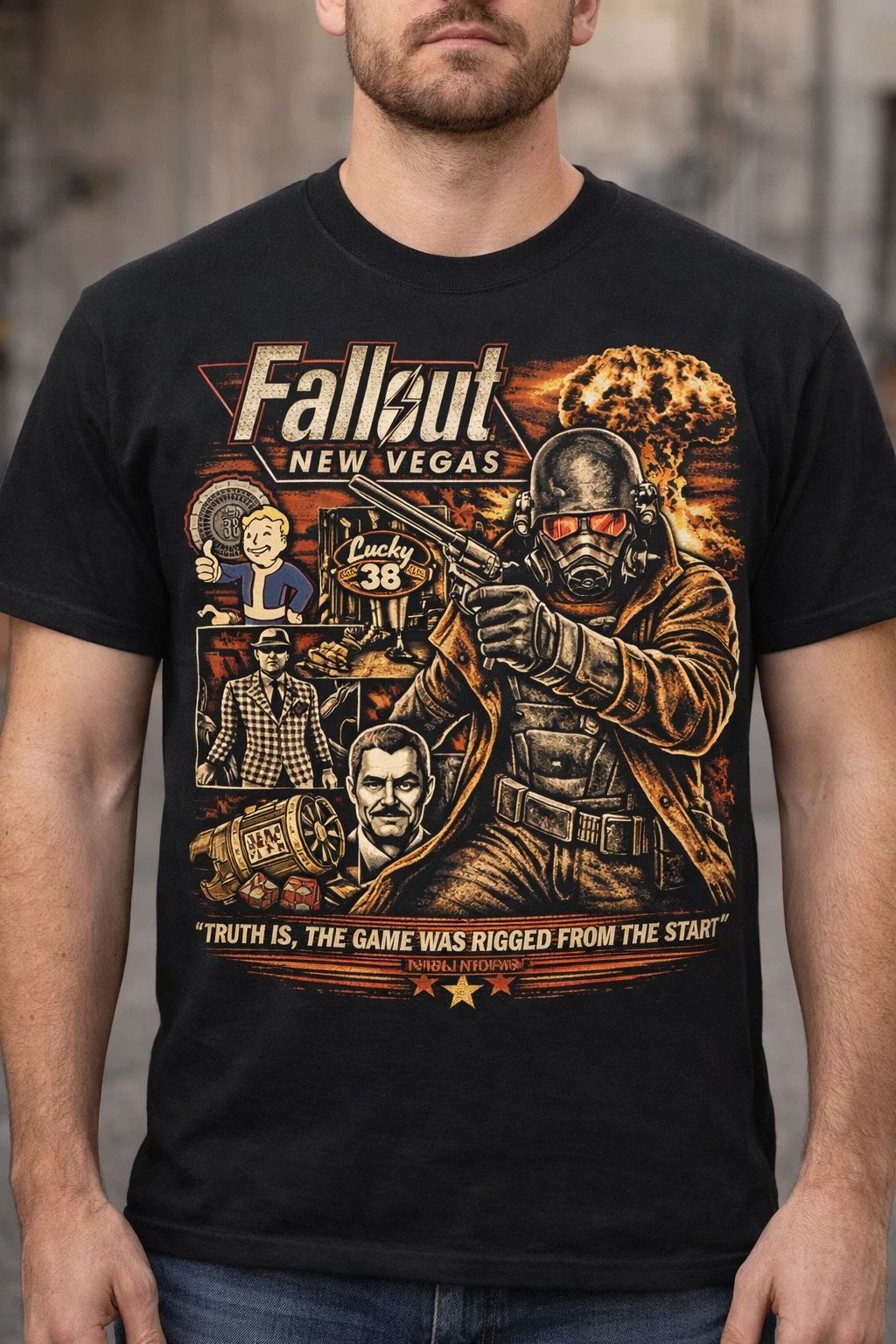 Fallout New Vegas Shirt Retro Gaming Graphic Tee Unisex S-5XL