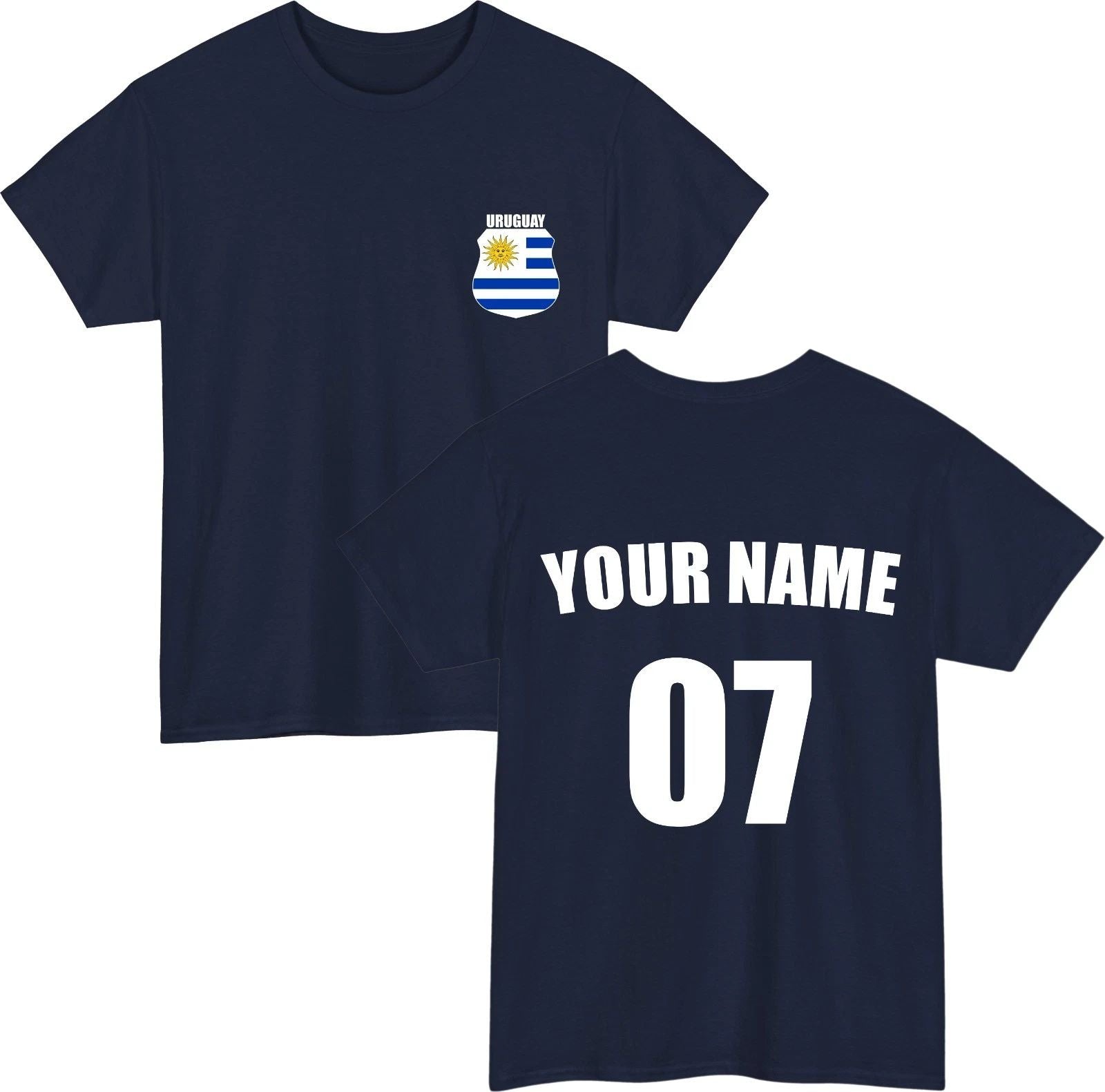 Personalised Uruguay Football T-Shirt Custom Name Number Fan Gift Unisex Tee Top