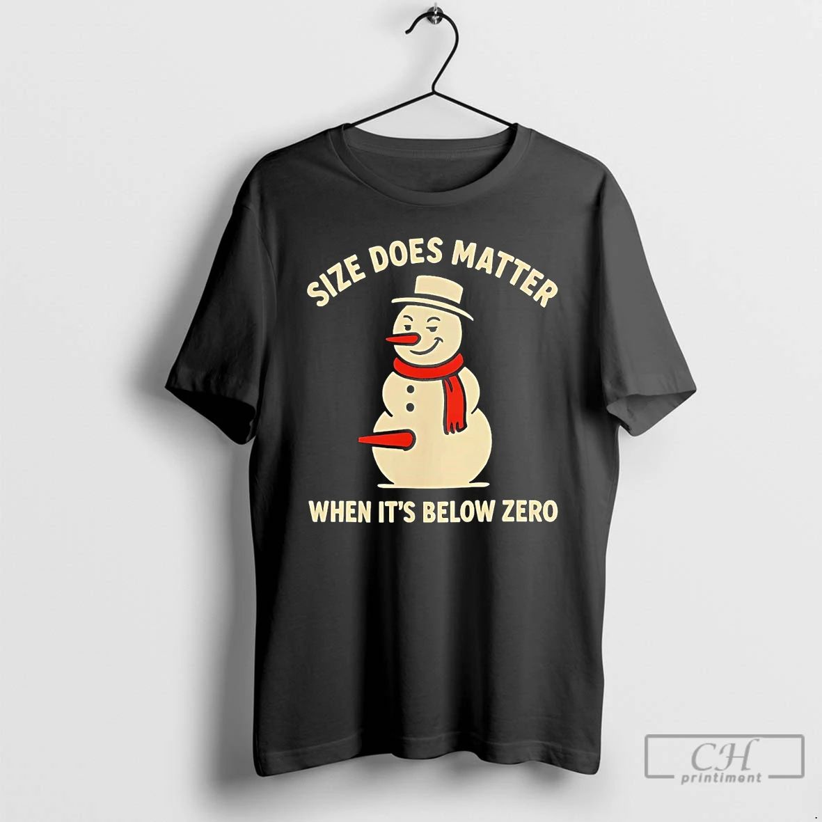 Classic Snowman Size Does Matter When Its Below Zero Christmas T Shirts