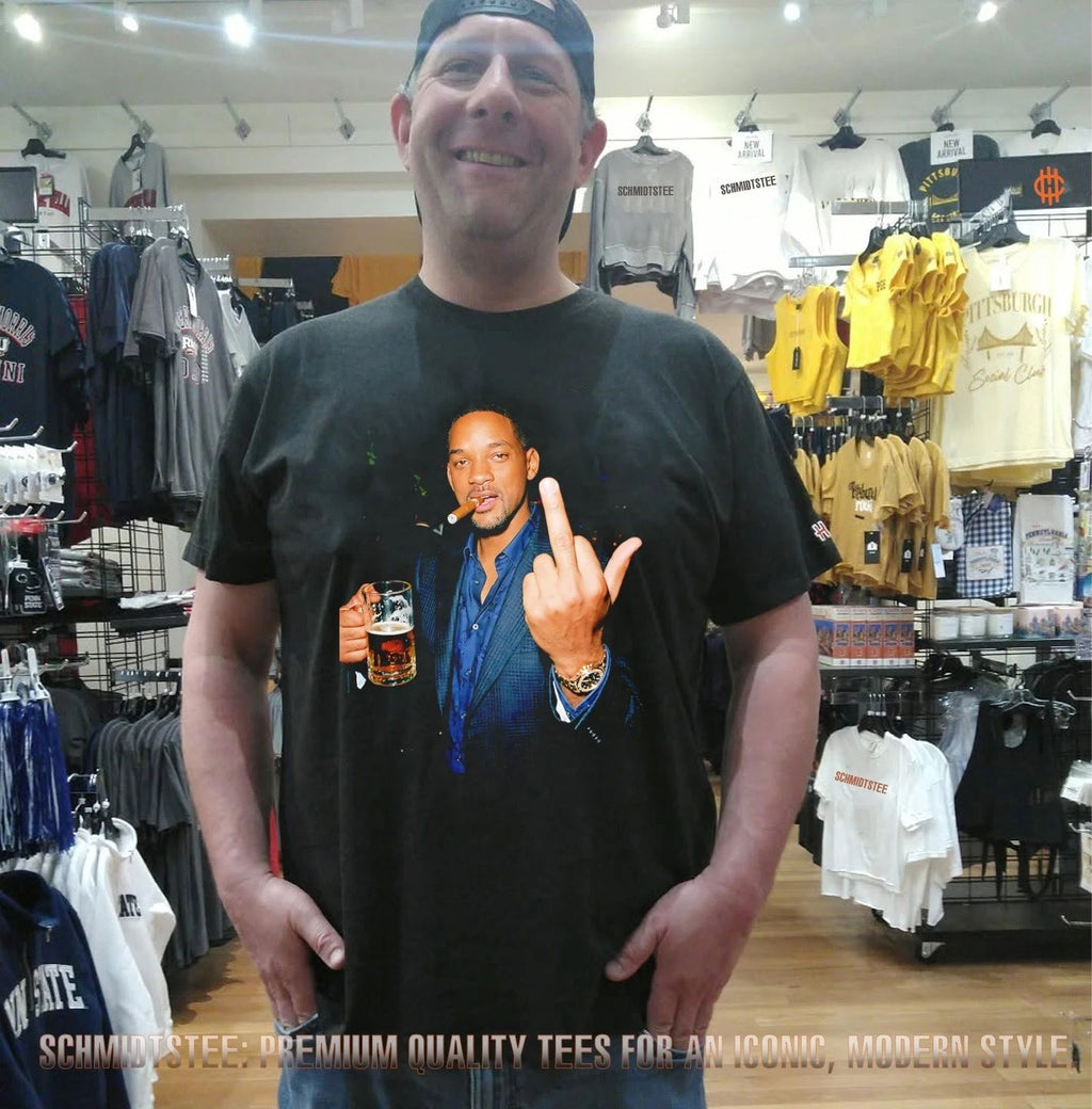 Will Smith middle finger smoking and beer shirt