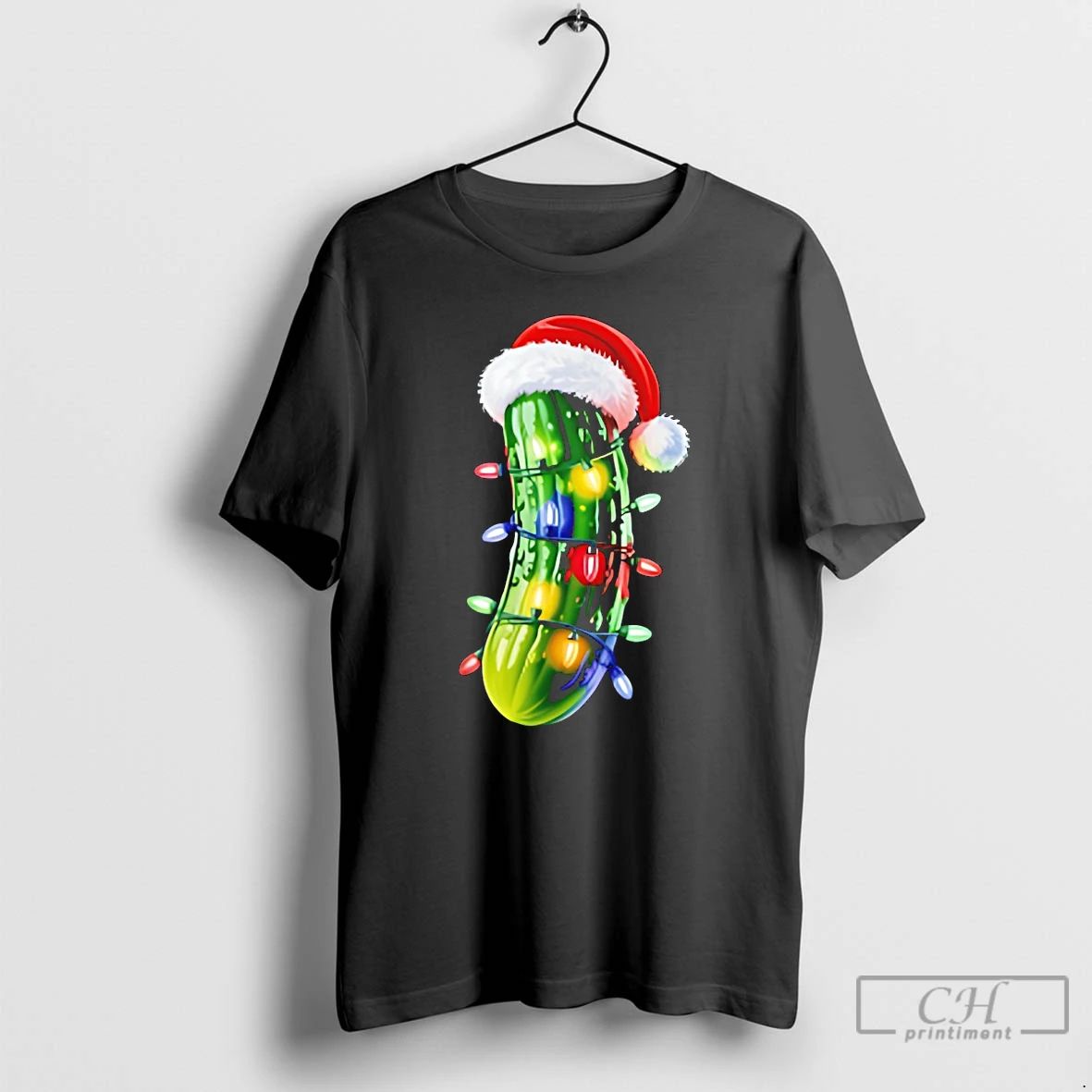 Classic Pickle Santa Hat Lights Xmas Christmas T Shirts
