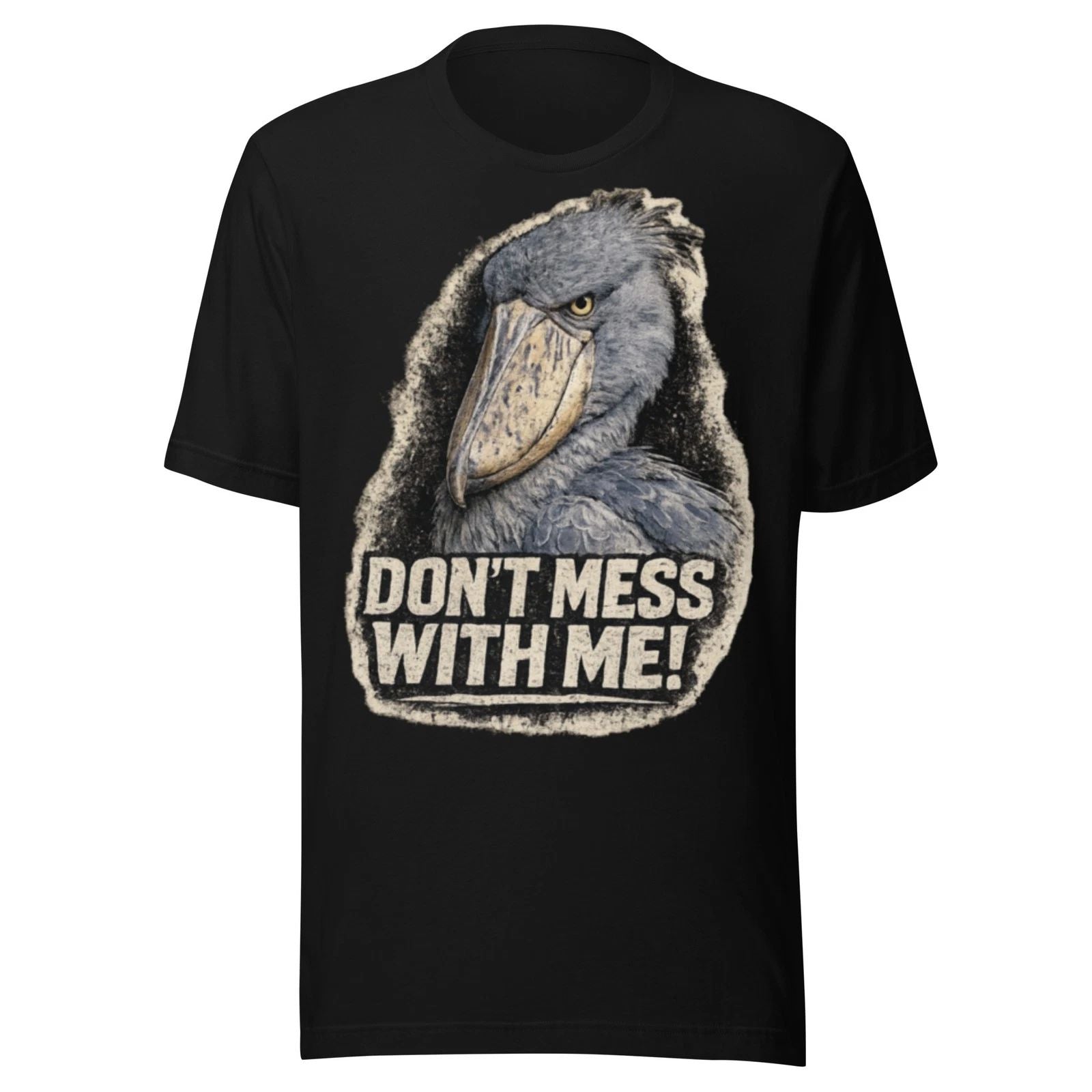 Shoebill Stork Graphic Tee – Intense Bird Illustration, 100% Cotton T-Shirt