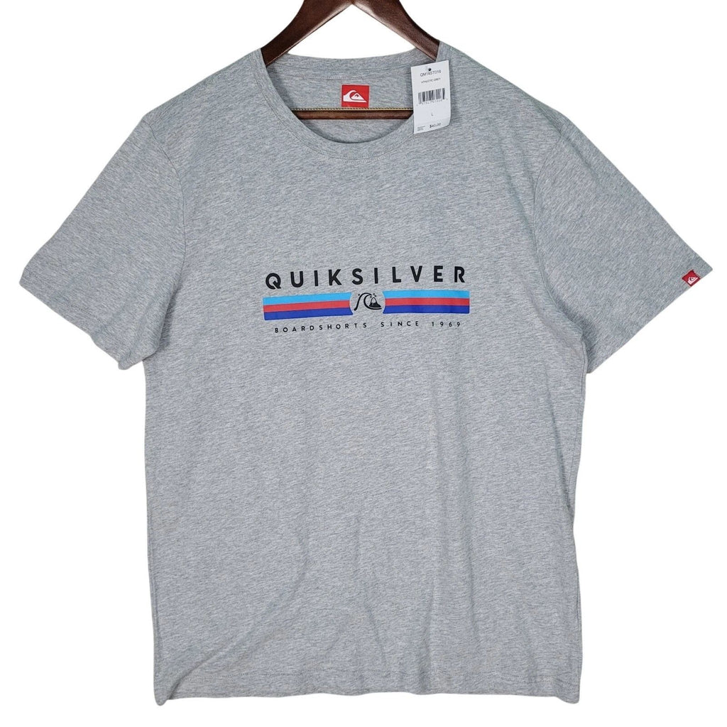Quiksilver Shirt Men's Large Athletic Grey Surf Boardshorts Since 1969 Logo NEW