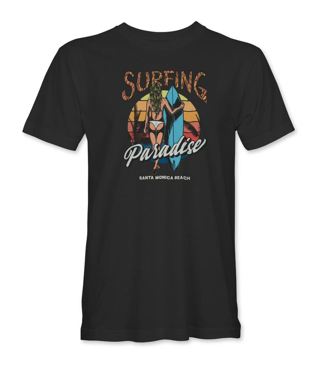 Surfing Paradise Santa Monica Beach California Surf Mens/Unisex T-Shirt