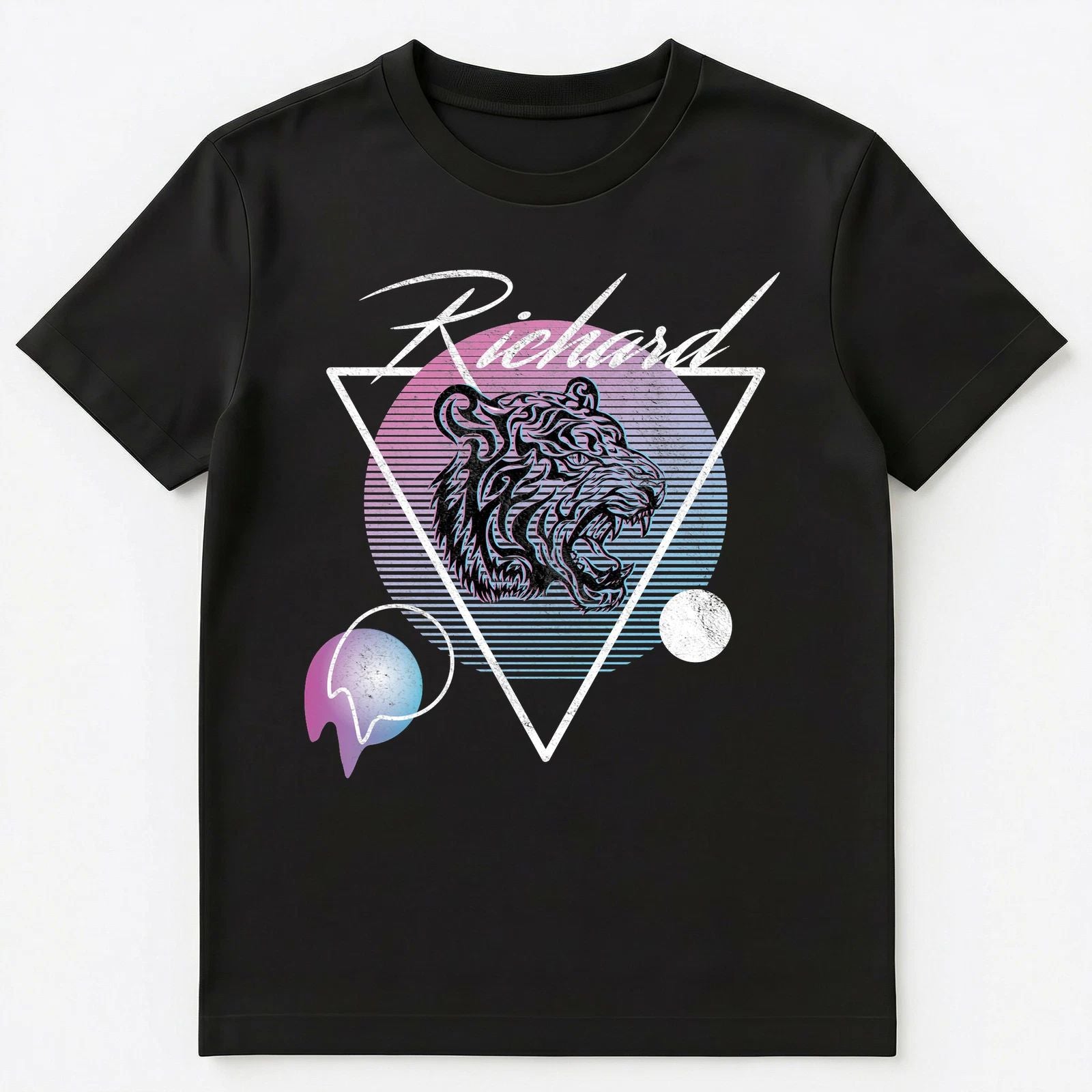 Richard Name Retro Vaporwave Aesthetic Art Style Tiger Unisex T-Shirt