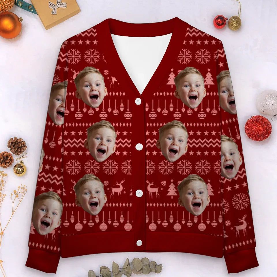 Custom Photo Christmas Is A Reminder Of The Joy That Family Brings - Family Personalized Custom Ugly Christmas Cardigan - Christmas Gift For Family