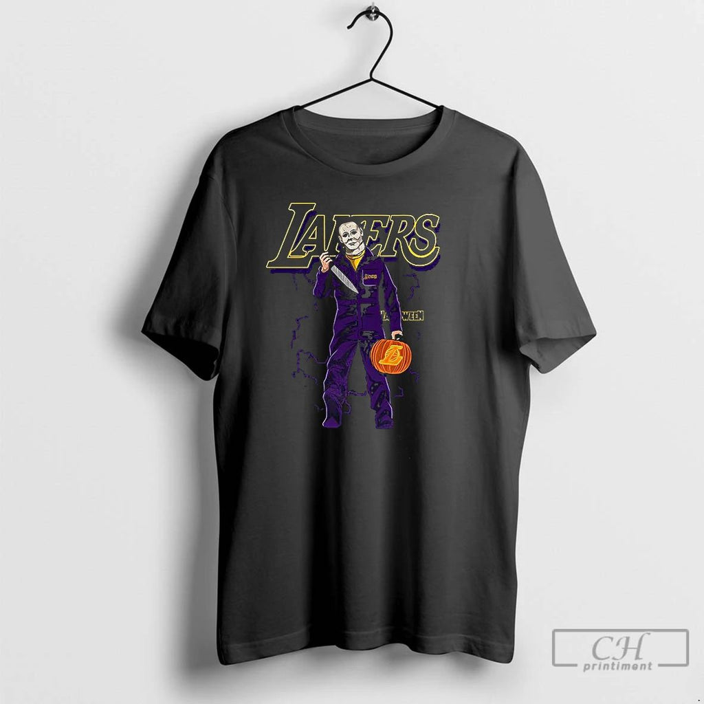 Classic Michael Myers X Los Angeles Lakers Basketball Lakeshow Halloween T Shirts