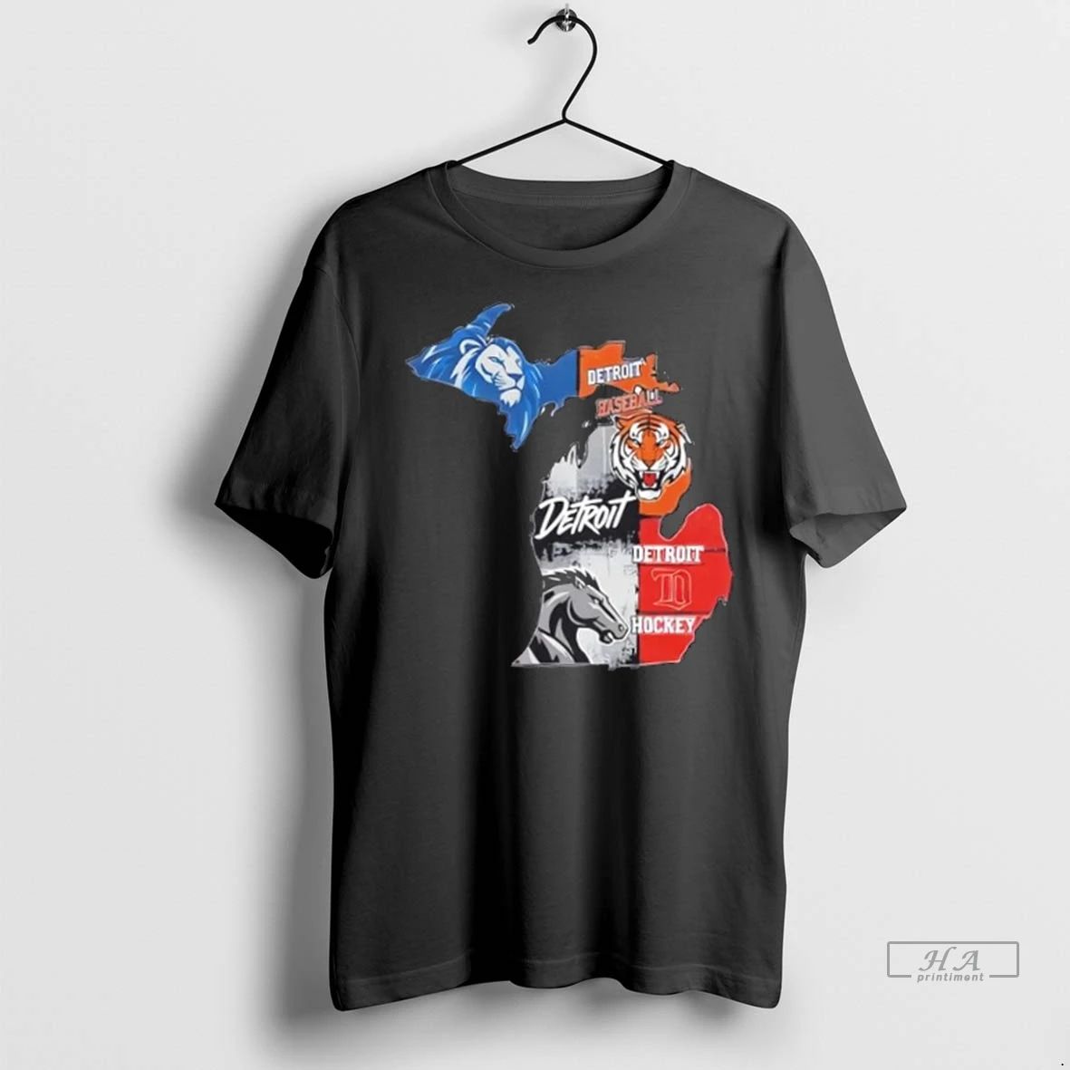 Trendy Detroit Map Sports Fan Lions Tigers Pistons Red Wings Michigan Shirt Sweater
